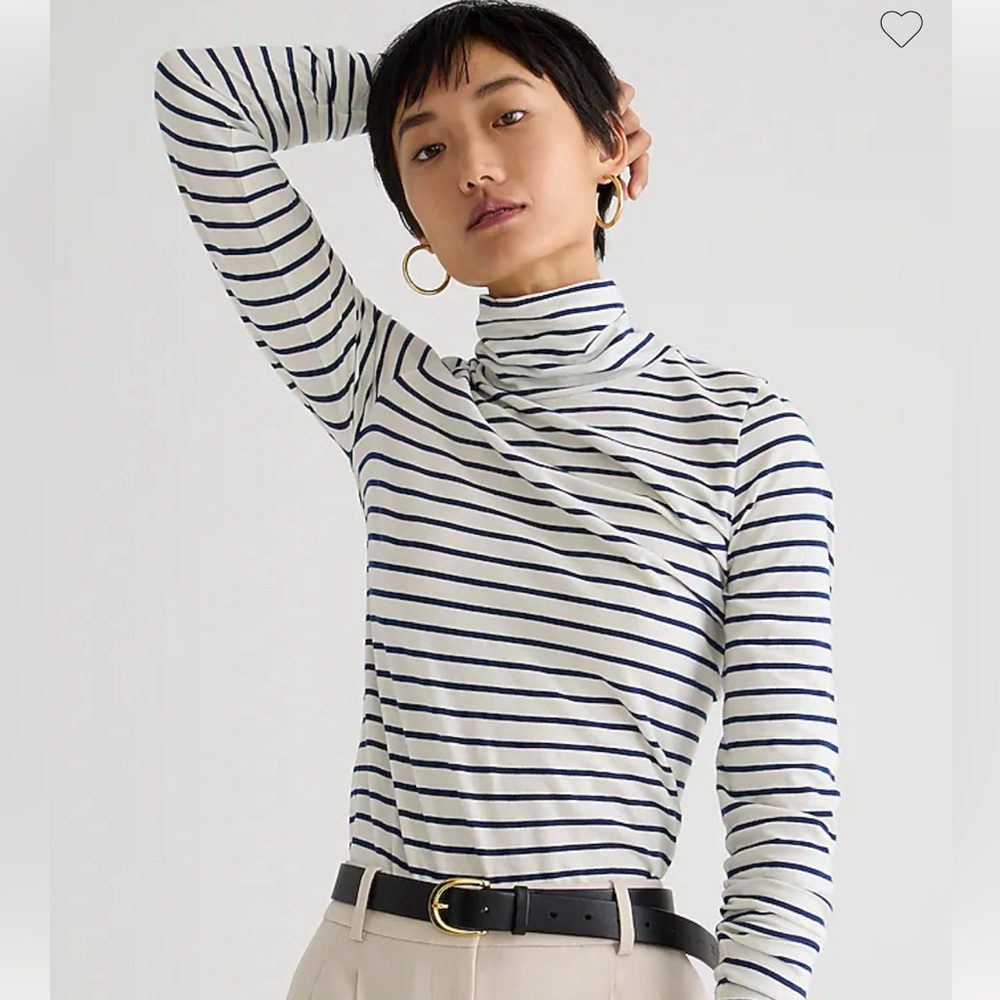 J. Crew Tissue Turtle Neck in Porto Stripe A Ivory Ev